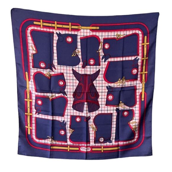 Hermes Paris Camails 100% Silk Scarf 90cm Square Red Blue Yellow in Box - Picture 1 of 13
